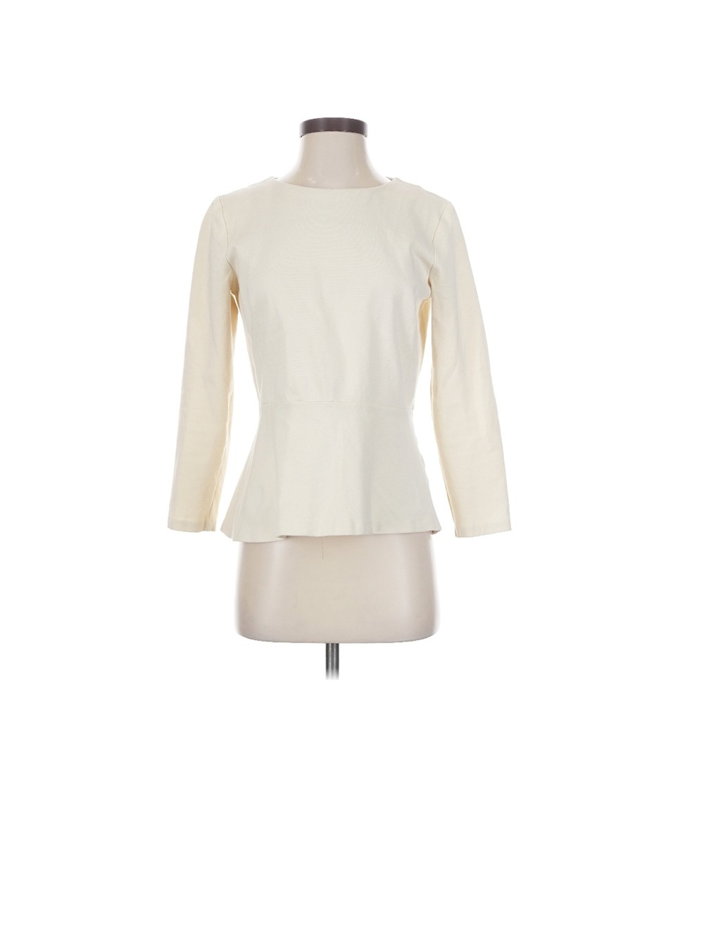 J. Crew Cream Long-Sleeve Peplum Top